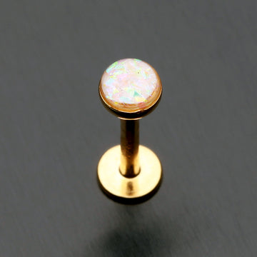 Detail View 1 of Golden Opal Glitter Shower Dome Steel Labret-White